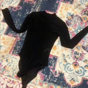 Sheer Long sleeve black bodysuit